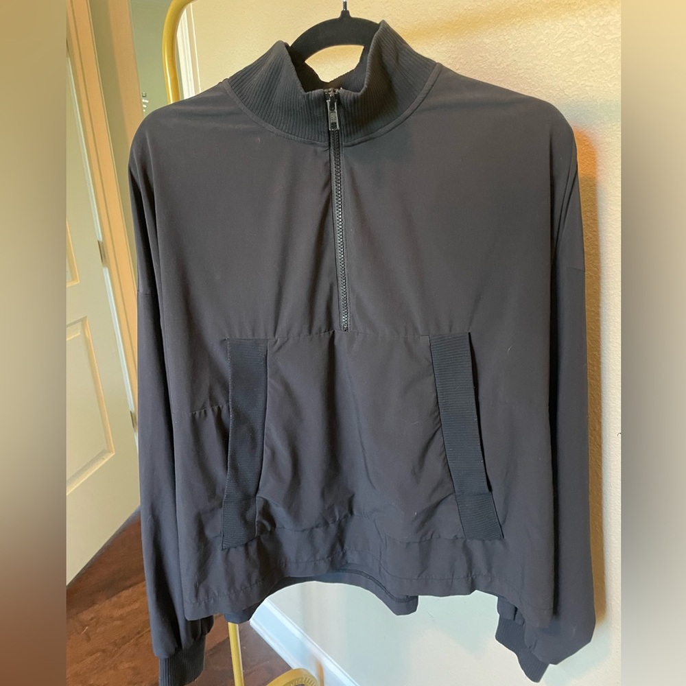 Alo Half Zip City Girl Track Pullover, Size XS, Black